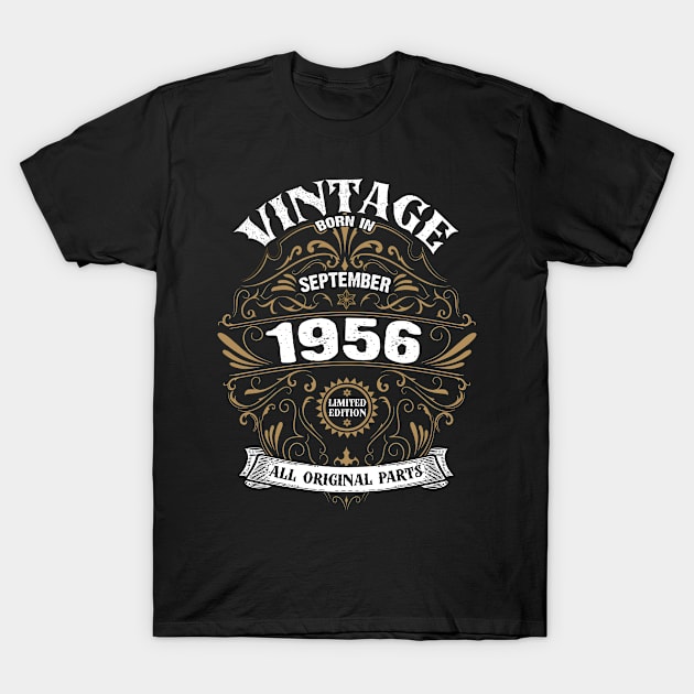 Born in September 1956 Birthday Vintage T-Shirt by DARSHIRTS